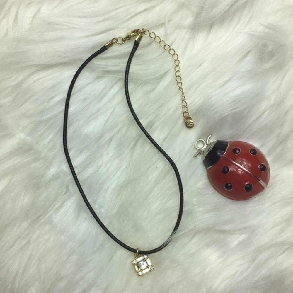 LC corded choker, square pendant (3/8”), 13”-16”.